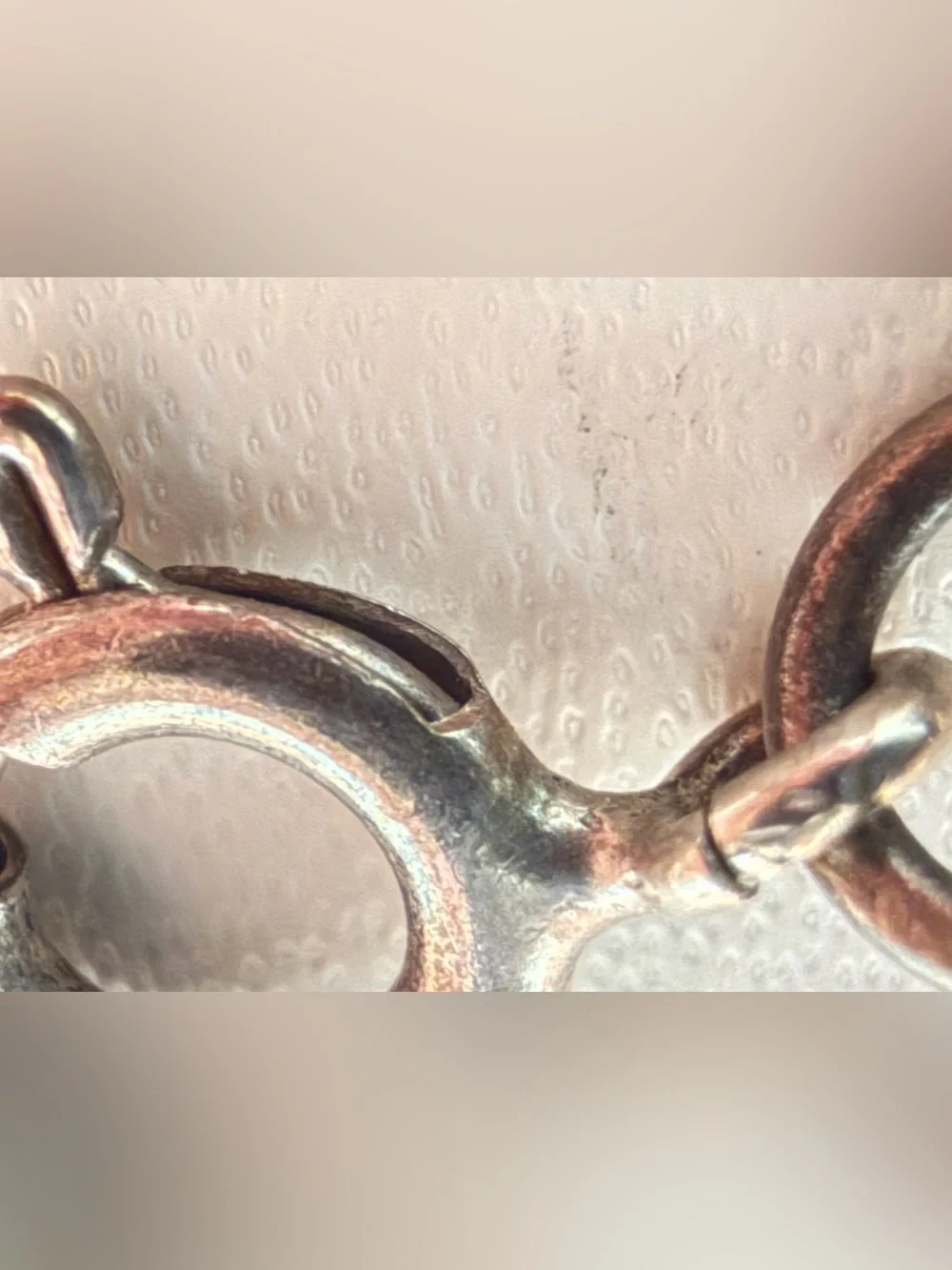 Vintage 90s Sterling Silver Puffy Heart Link Strand Charm Bracelet
